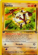 55/64 mankey 1995 pokemon 1st edition