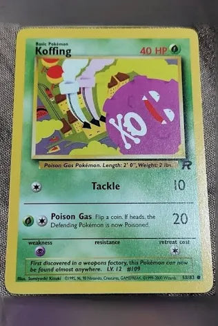58/82 koffing 1995 pokemon 1st edition